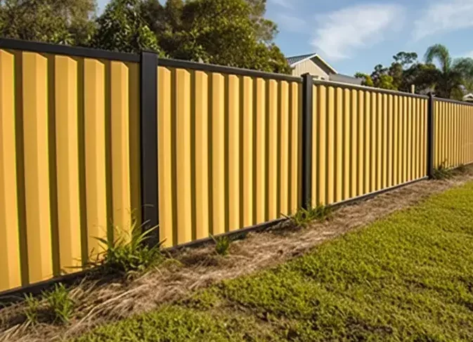 Black and yellow Colorbond fence in Campbelltown