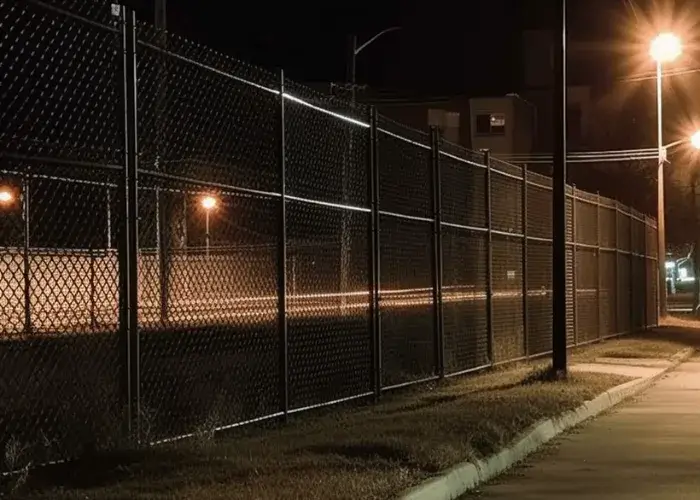 A security commercial fence in Campbelltown taken during night time